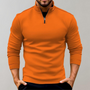 Orange Herrenpullover mit Reißverschluss, Langarm, Baumwolle, modisch, bequem, Freizeitkleidung.