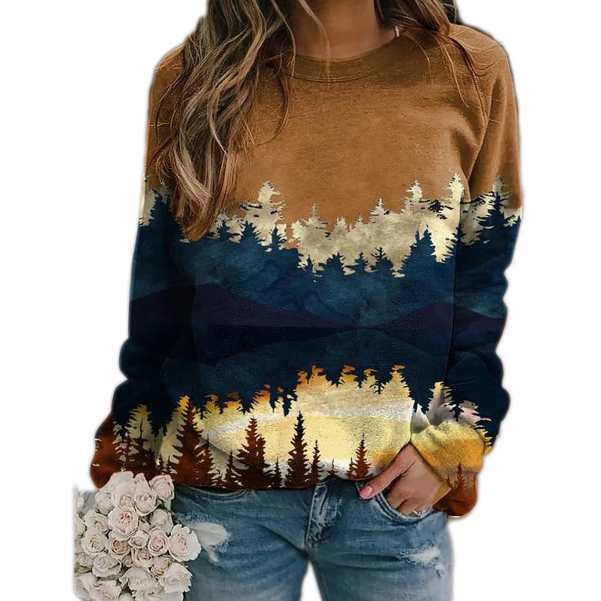 Damen-Pullover mit Landschafts-Print – Alina