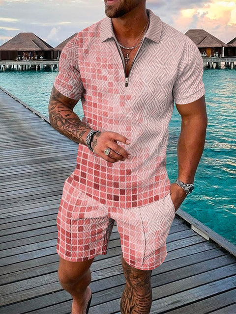Two-piece men's summer outfit with polo and shorts – Damon