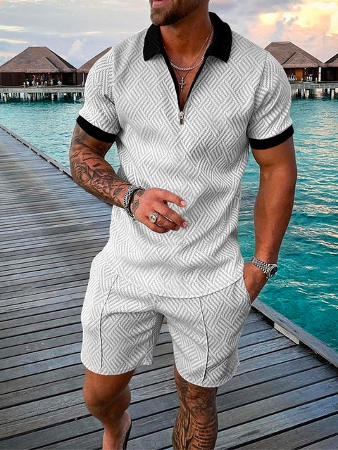 Two-piece men's summer outfit with polo and shorts – Damon