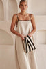 Ärmelloses Beiges Boho Maxi Kleid im Leinen-Look – Elin