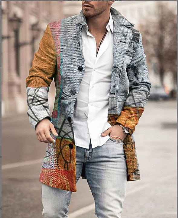 Herren Wollmantel mit Karomuster und klarer Silhouette – Elias