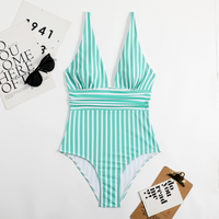 Trendy Women's Swimsuit with V-Neck and Stripe Pattern – Lina