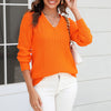 Damen Strickpullover mit V-Ausschnitt in lockerer Passform – Wanfrieda