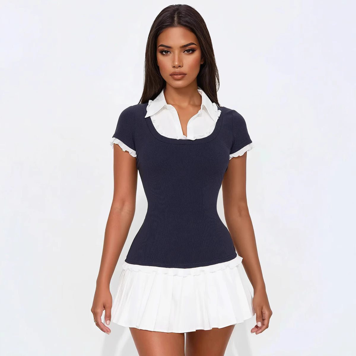 Trendiges Minikleid mit Rüschen & tailliertem Schnitt – Nia