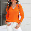 Damen Strickpullover mit V-Ausschnitt in lockerer Passform – Wanfrieda