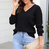 Damen Strickpullover mit V-Ausschnitt in lockerer Passform – Wanfrieda
