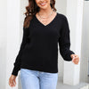 Damen Strickpullover mit V-Ausschnitt in lockerer Passform – Wanfrieda
