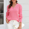 Damen Strickpullover mit V-Ausschnitt in lockerer Passform – Wanfrieda