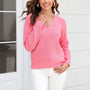 Damen Strickpullover mit V-Ausschnitt in lockerer Passform – Wanfrieda