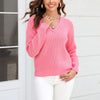 Damen Strickpullover mit V-Ausschnitt in lockerer Passform – Wanfrieda
