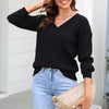 Damen Strickpullover mit V-Ausschnitt in lockerer Passform – Wanfrieda