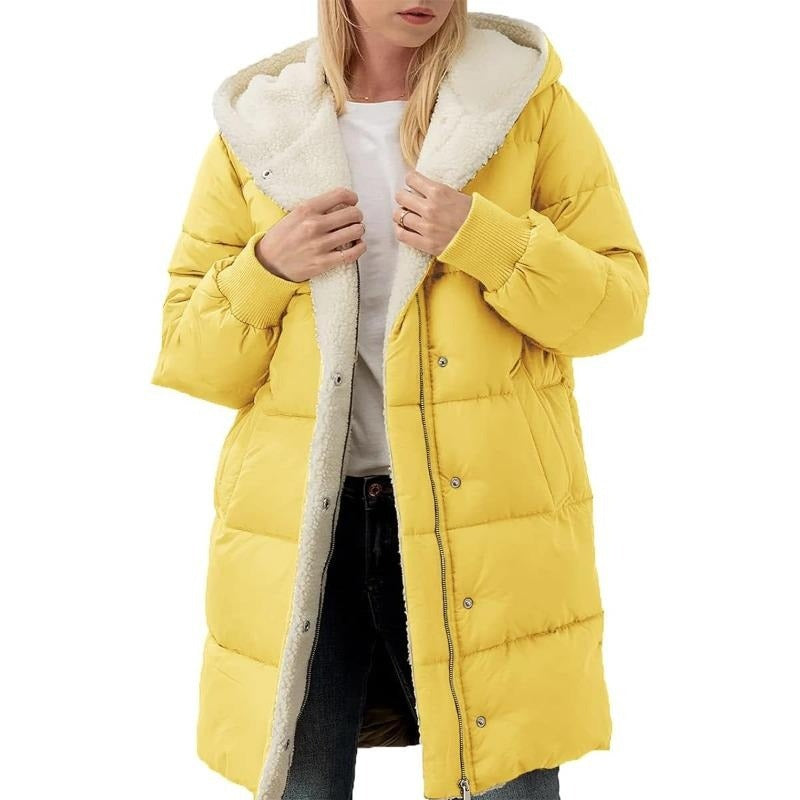Doppelseitige Damen-Winterjacke aus Baumwolle mit Kapuze - Nina