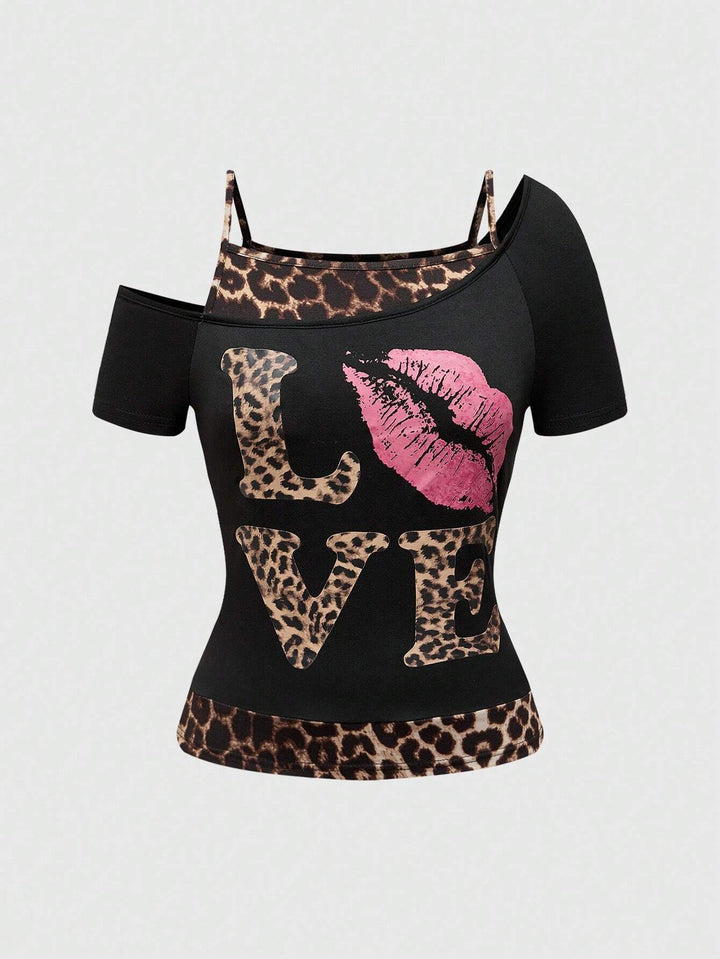 Trendy Damen Off-Shoulder Shirt mit Leopardenprint – Zaria