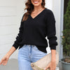 Damen Strickpullover mit V-Ausschnitt in lockerer Passform – Wanfrieda