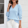 Damen Strickpullover mit V-Ausschnitt in lockerer Passform – Wanfrieda