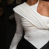 Stilvoller Damen Langarm-Bodysuit mit Drapé-Effekt & figurbetontem Schnitt – Mira