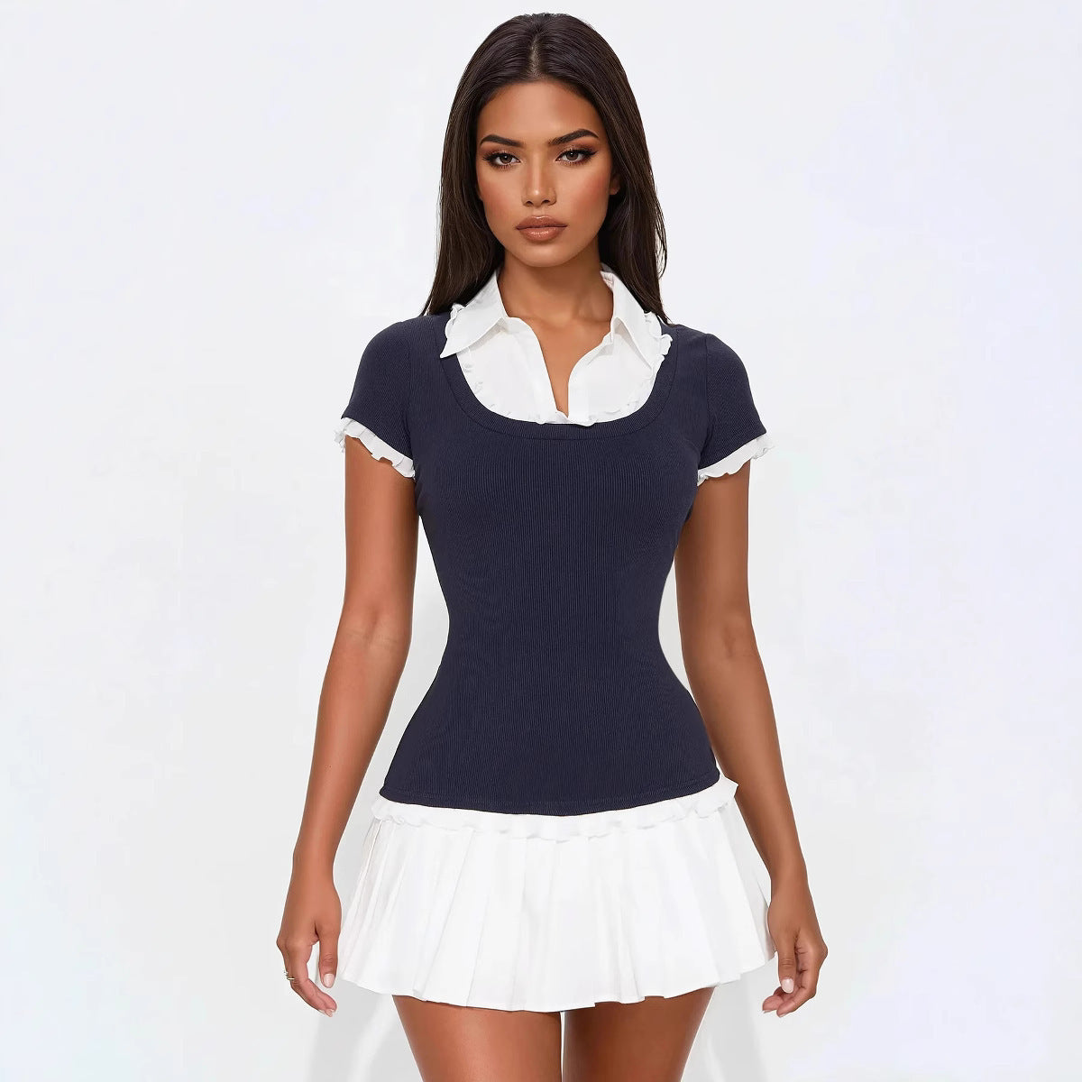 Trendiges Minikleid mit Rüschen & tailliertem Schnitt – Nia