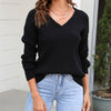 Damen Strickpullover mit V-Ausschnitt in lockerer Passform – Wanfrieda
