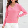 Damen Strickpullover mit V-Ausschnitt in lockerer Passform – Wanfrieda