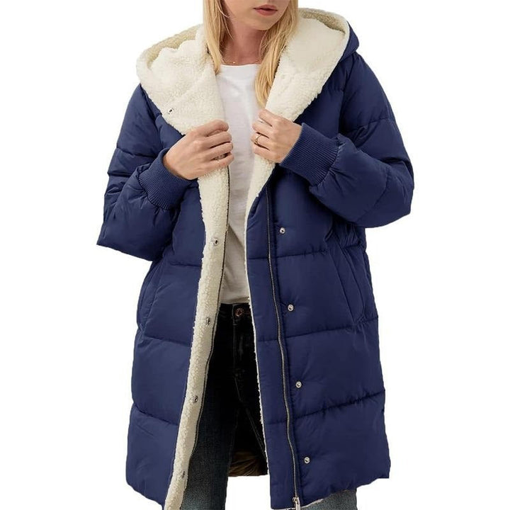 Doppelseitige Damen-Winterjacke aus Baumwolle mit Kapuze - Nina