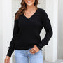Damen Strickpullover mit V-Ausschnitt in lockerer Passform – Wanfrieda