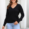 Damen Strickpullover mit V-Ausschnitt in lockerer Passform – Wanfrieda