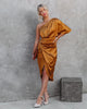 Satinkleid mit One-Shoulder-Schnitt & Schlitz – Alina