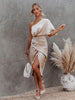 Satinkleid mit One-Shoulder-Schnitt & Schlitz – Alina