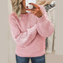 Damen-Pullover aus rosa Strick, Uld-Material, modisches Design, ideal für Herbstmode.