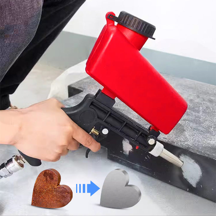 Portable handheld pneumatic sandblasting gun
