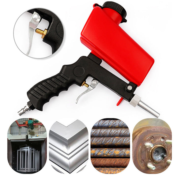 Portable handheld pneumatic sandblasting gun