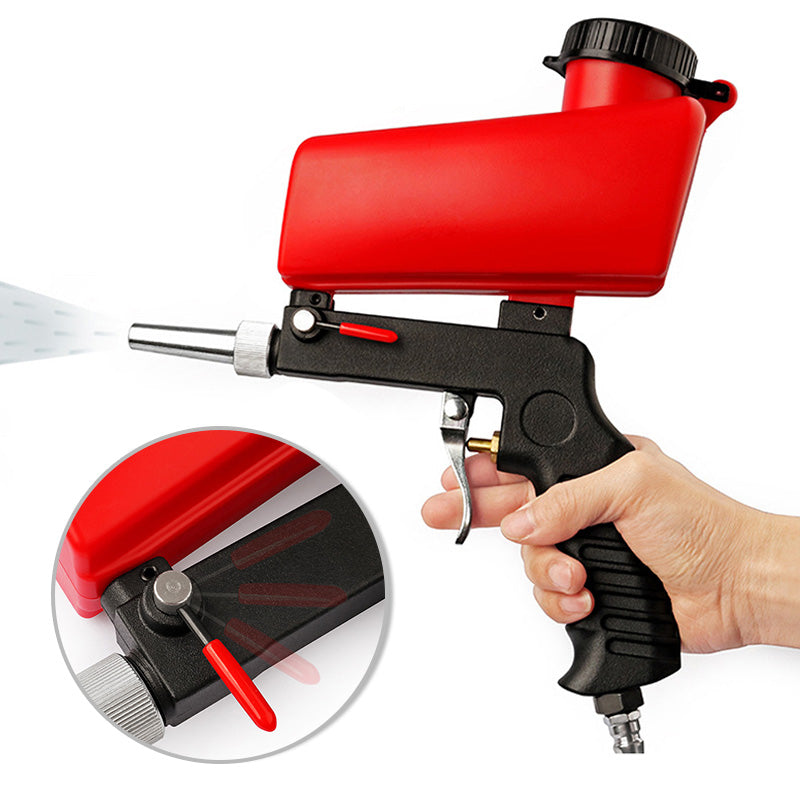 Portable handheld pneumatic sandblasting gun