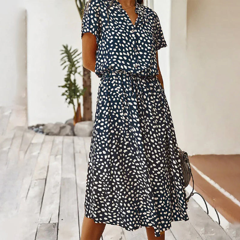 Printed V-Neck Dress – Marielle