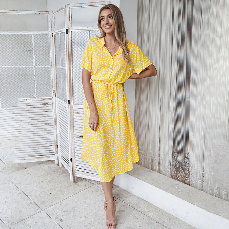 Printed V-Neck Dress – Marielle