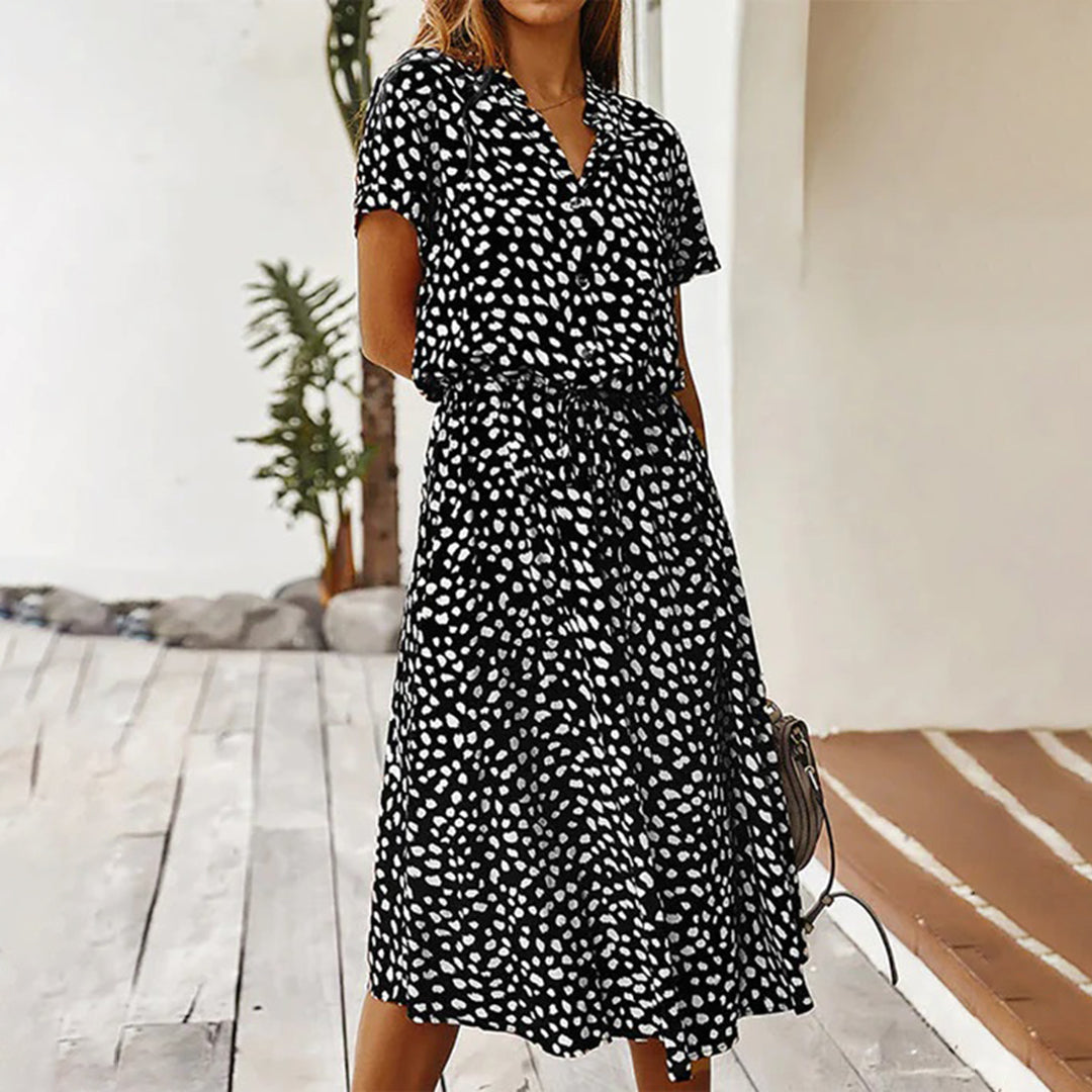 Printed V-Neck Dress – Marielle