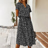 Bedrucktes V-Ausschnitt Kleid – Marielle