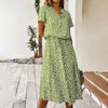 Bedrucktes V-Ausschnitt Kleid – Marielle