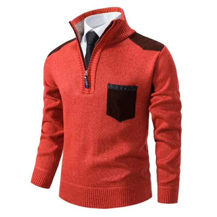 Herren Pullover mit Edge-Zipper-Neck und langem Arm – Cedric