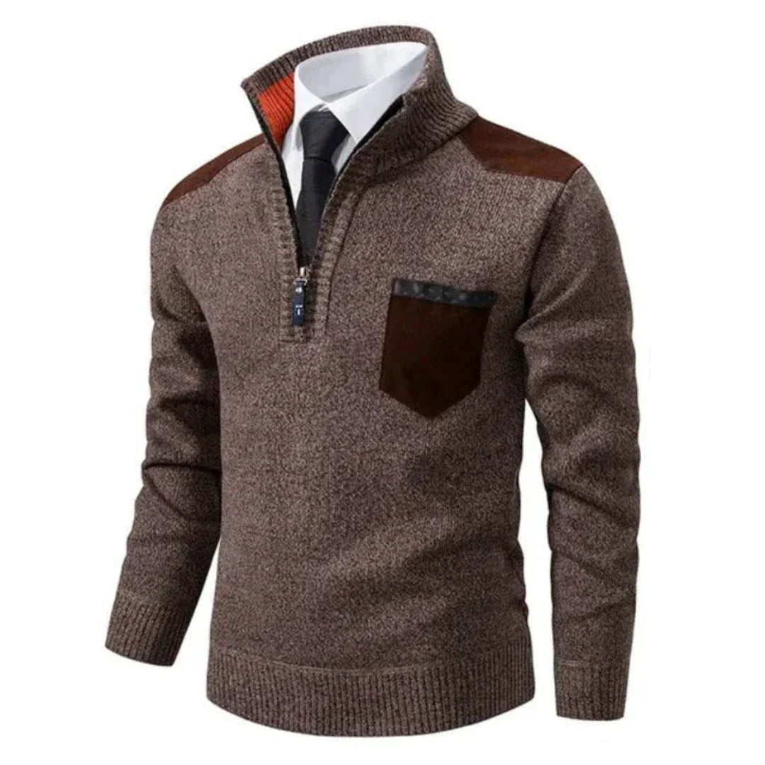 Herren Pullover mit Edge-Zipper-Neck und langem Arm – Cedric