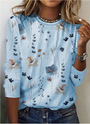 Damen Strickshirt mit Blumenmuster & Rundhalsausschnitt – Fiorina