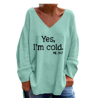Damen Oversize-Pullover mit V-Ausschnitt & Muster – Alenia