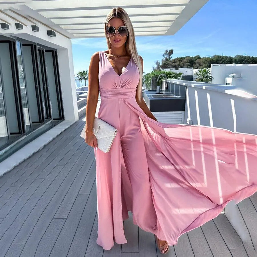 Trendy & Bequemer Jeans Jumpsuit für Damen mit Taillenschnitt – Rhea