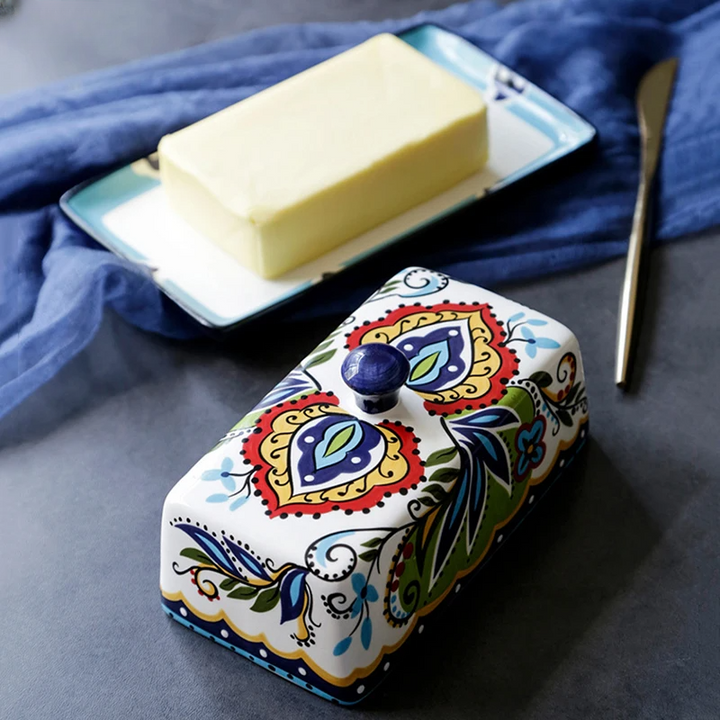 Hand-painted butter dish in Tuscan style - TuscanCharm