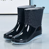 Damen Regenstiefel halbhoch wasserdicht mit Muster & Antirutschsohle – Marvella