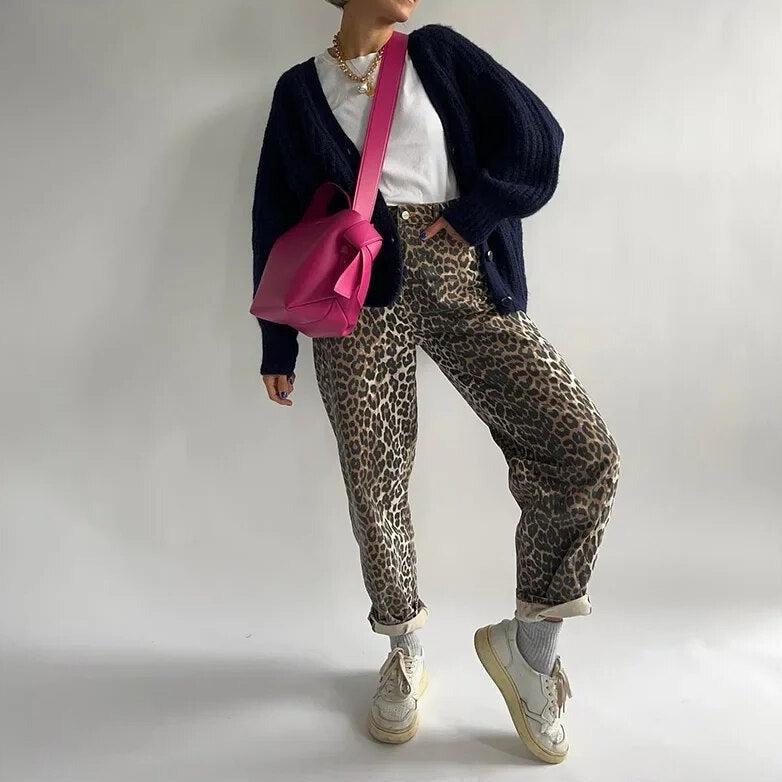 Vintage Leoparden-Print Jeans - Leona