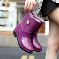 Damen Regenstiefel wasserdicht mit Blumen-Detail & Profilsohle – Serelina