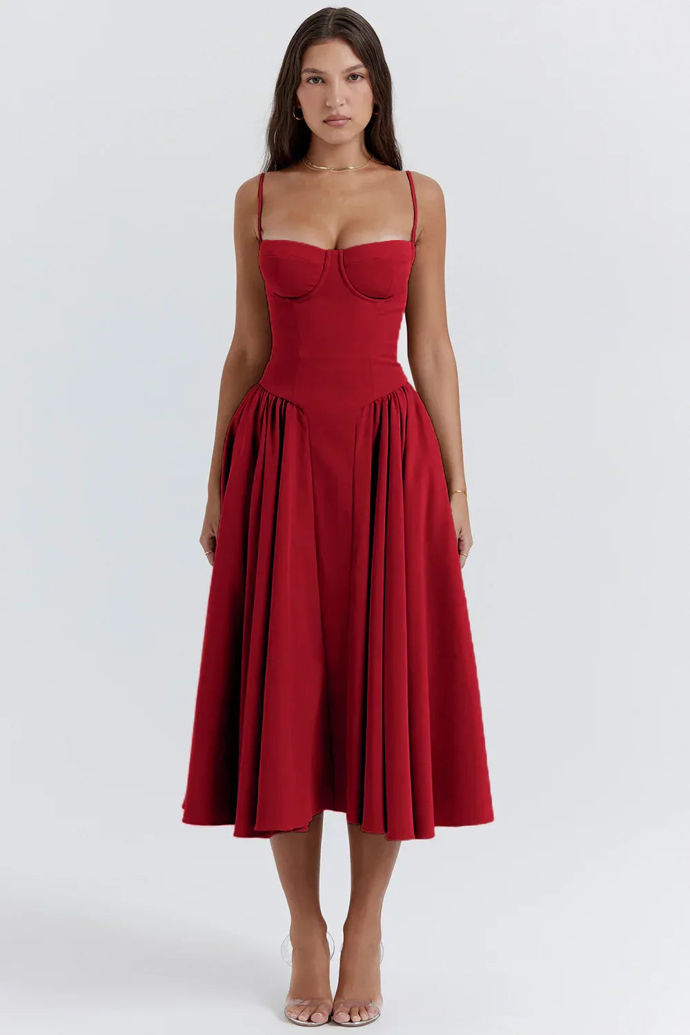 Stylisches Sommerkleid mit Spaghettiträgern und Taillenmieder – Mira