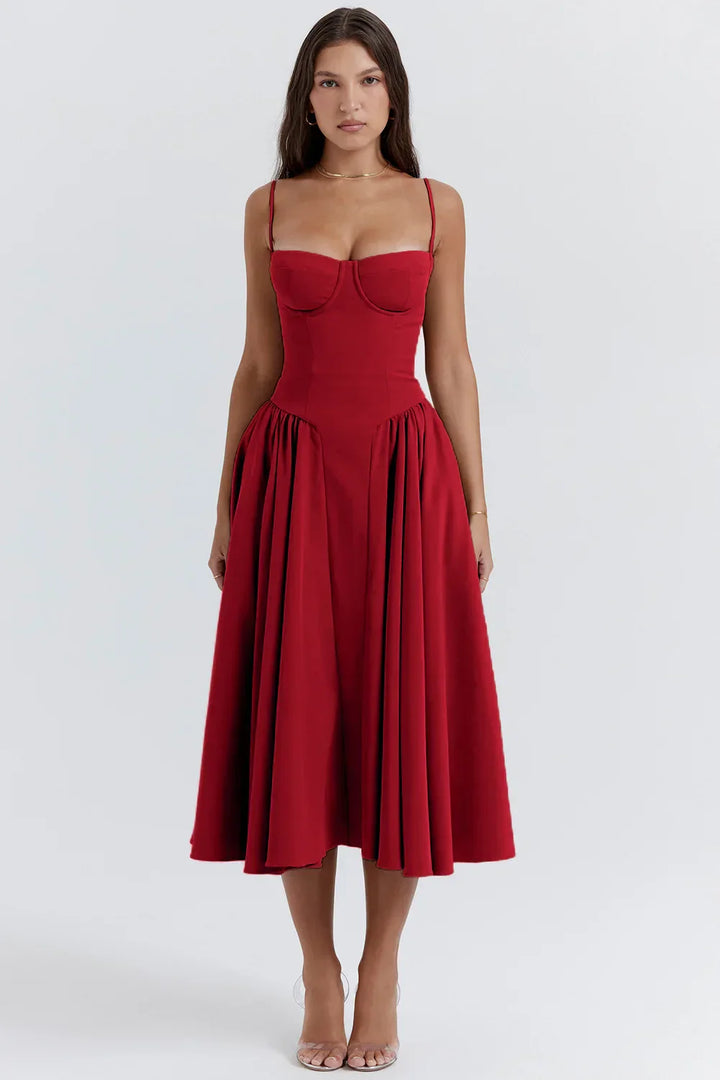 Stylisches Sommerkleid mit Spaghettiträgern und Taillenmieder – Mira