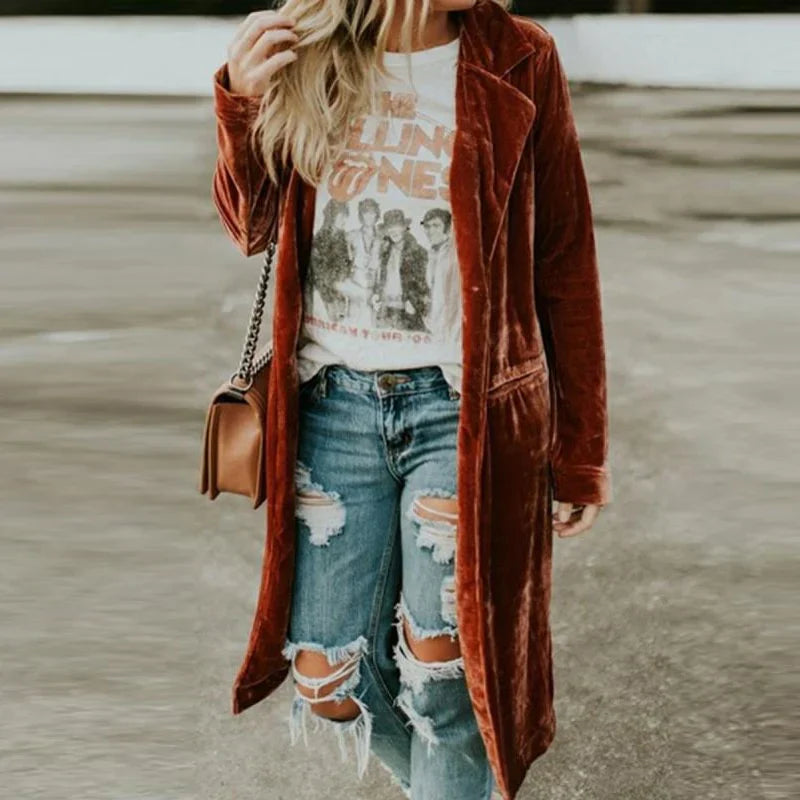 Damen Samt-Duster-Mantel – Valentina